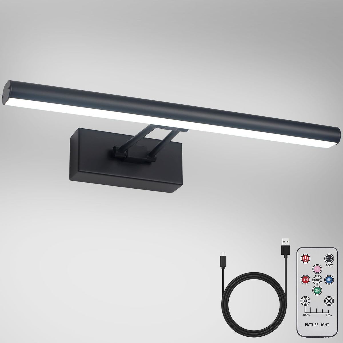 Orthorun | Picture Light – 13.5" Art Lighting, Battery Operated with Remote & 3CCT, Black