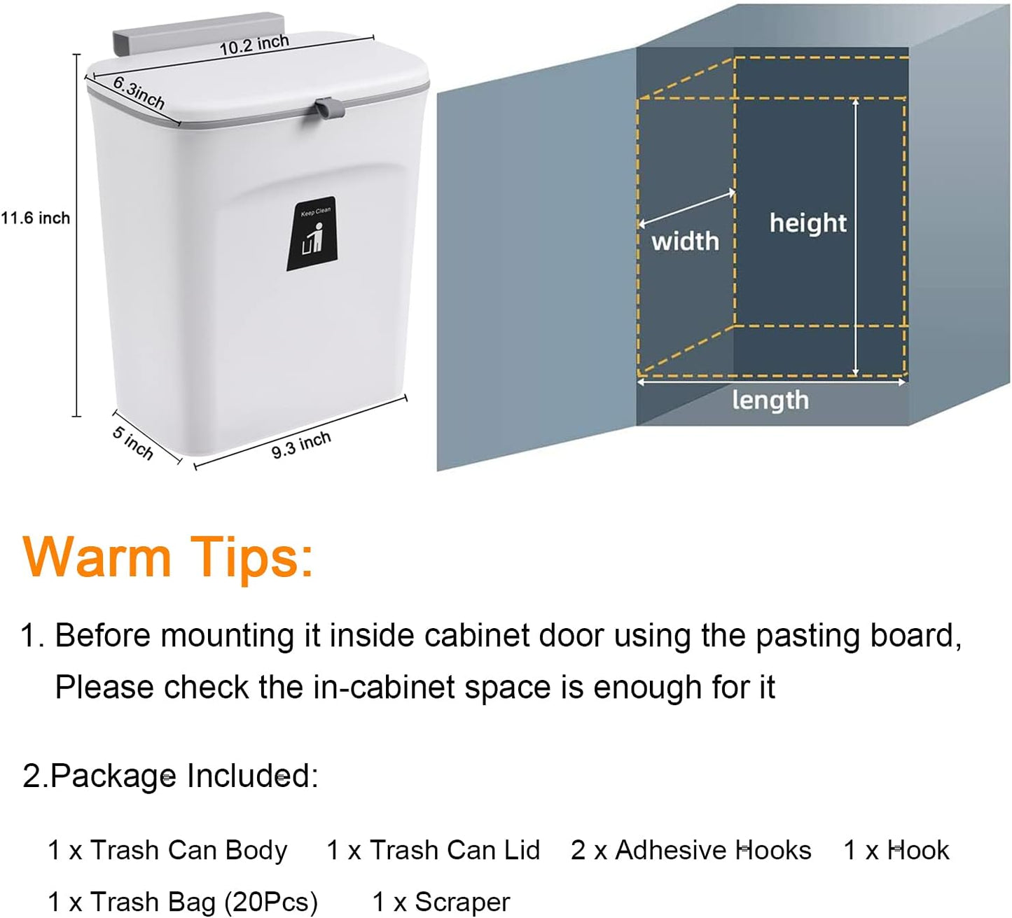 2.4 Gallon Kitchen Compost Bin For Counter Top Or Under Sink - Orthorun