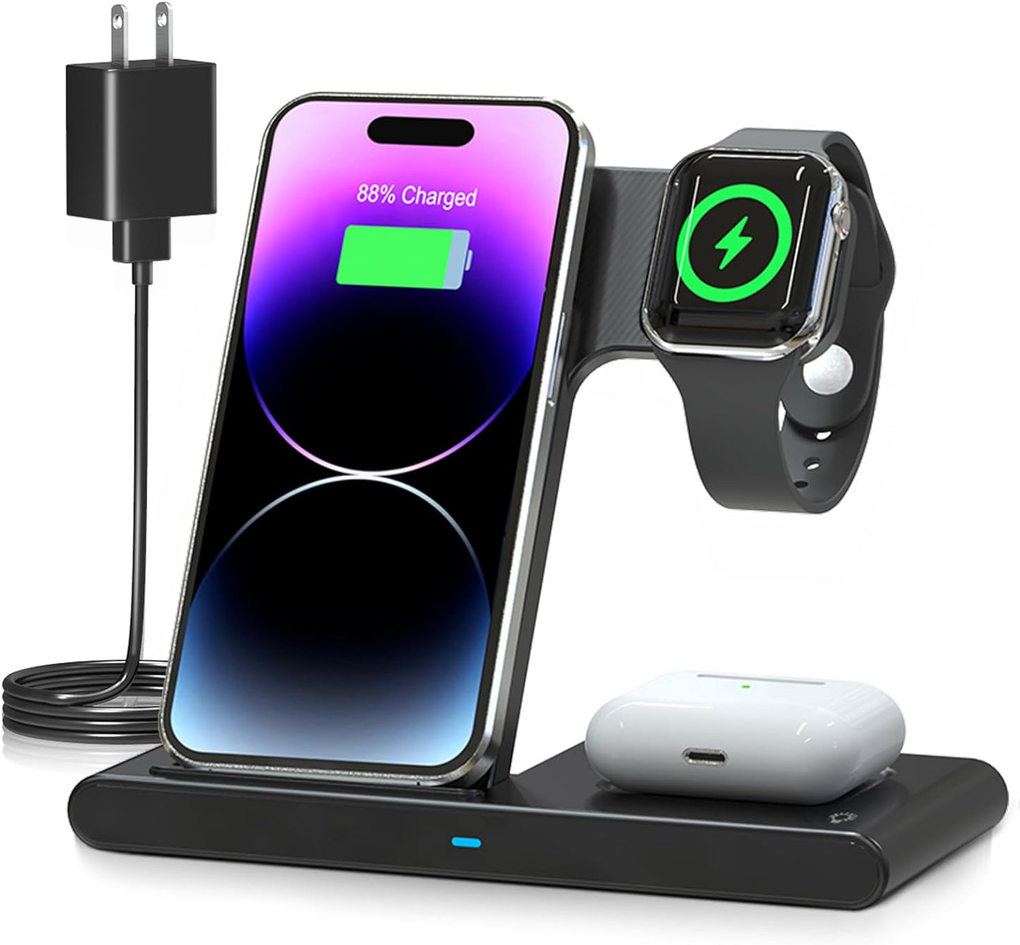 3 IN 1 Wireless Fast Charger Stand For iphone Watch And Airpod - Orthorun