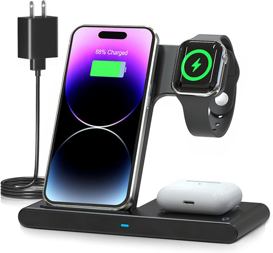 3 IN 1 Wireless Fast Charger Stand For iphone Watch And Airpod - Orthorun