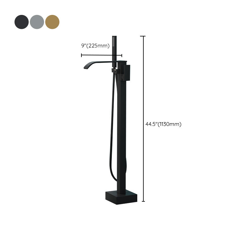 Orthorun | Modern Freestanding Bathtub Faucet - Copper Floor Mounted