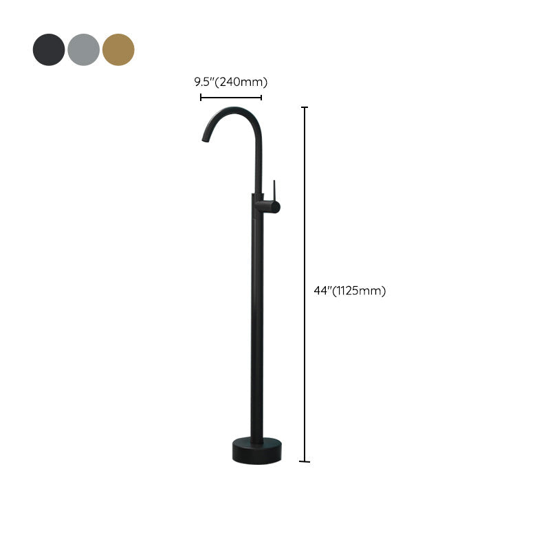 Orthorun | Modern Freestanding Bathtub Faucet - Copper Floor Mounted