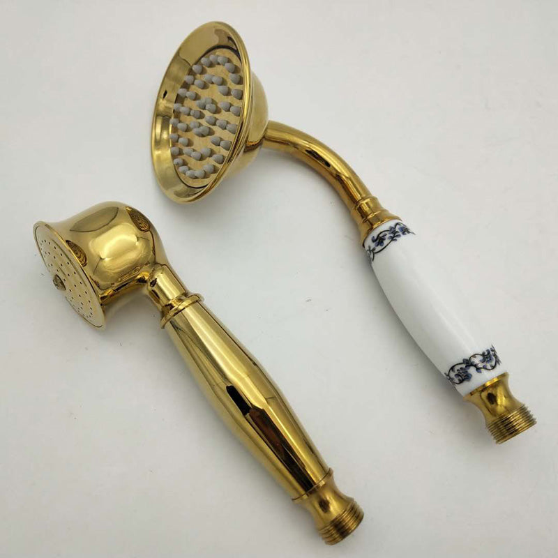 Orthorun | Traditional Handheld Shower Head with Hose - Polished Brass Wall Mounted