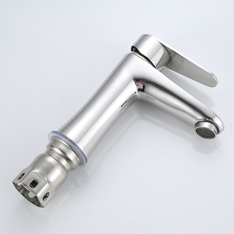 Orthorun | Modern Basin Tap - Monochrome Center Mount Low Arc Bathroom Faucet