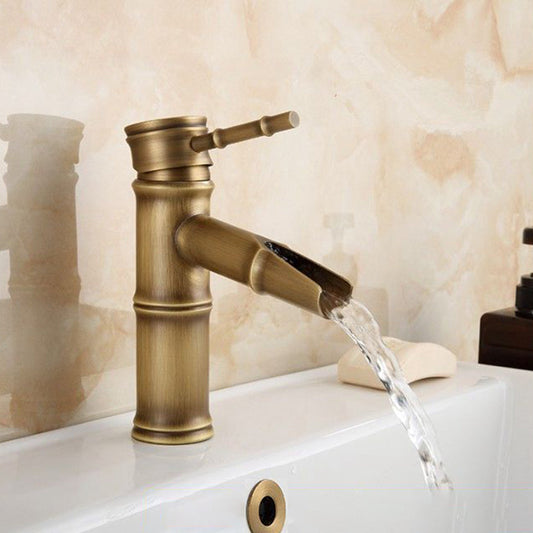 Orthorun | Farmhouse Brass Bathroom Faucet - Single Hole with Lever Handle