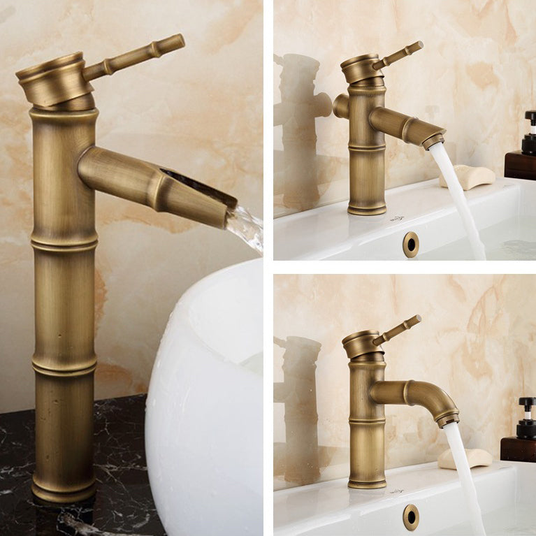 Orthorun | Farmhouse Brass Bathroom Faucet - Single Hole with Lever Handle