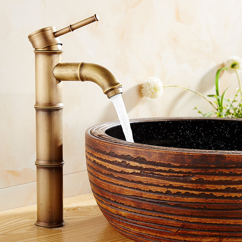 Orthorun | Farmhouse Brass Bathroom Faucet - Single Hole with Lever Handle