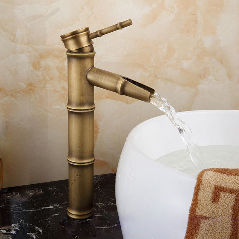 Orthorun | Farmhouse Brass Bathroom Faucet - Single Hole with Lever Handle