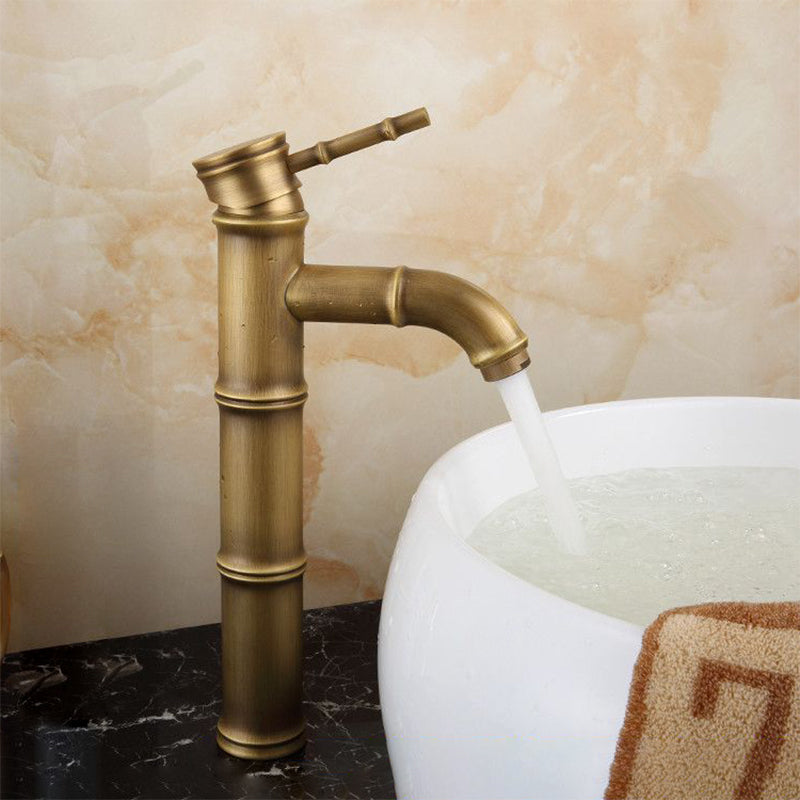 Orthorun | Farmhouse Brass Bathroom Faucet - Single Hole with Lever Handle