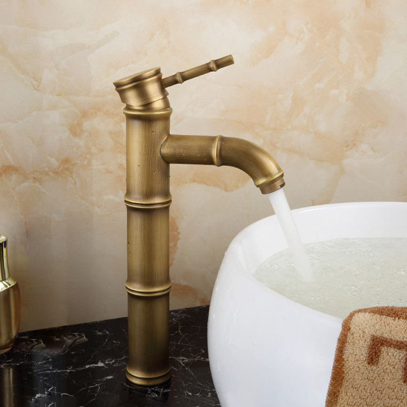 Orthorun | Farmhouse Brass Bathroom Faucet - Single Hole with Lever Handle
