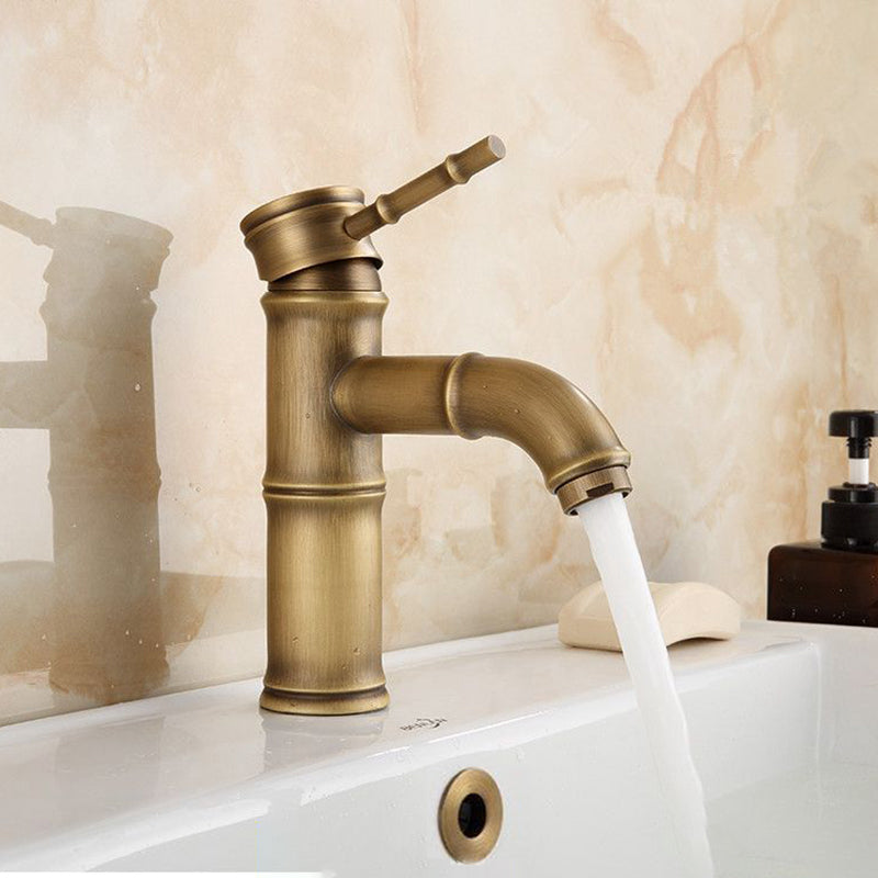 Orthorun | Farmhouse Brass Bathroom Faucet - Single Hole with Lever Handle