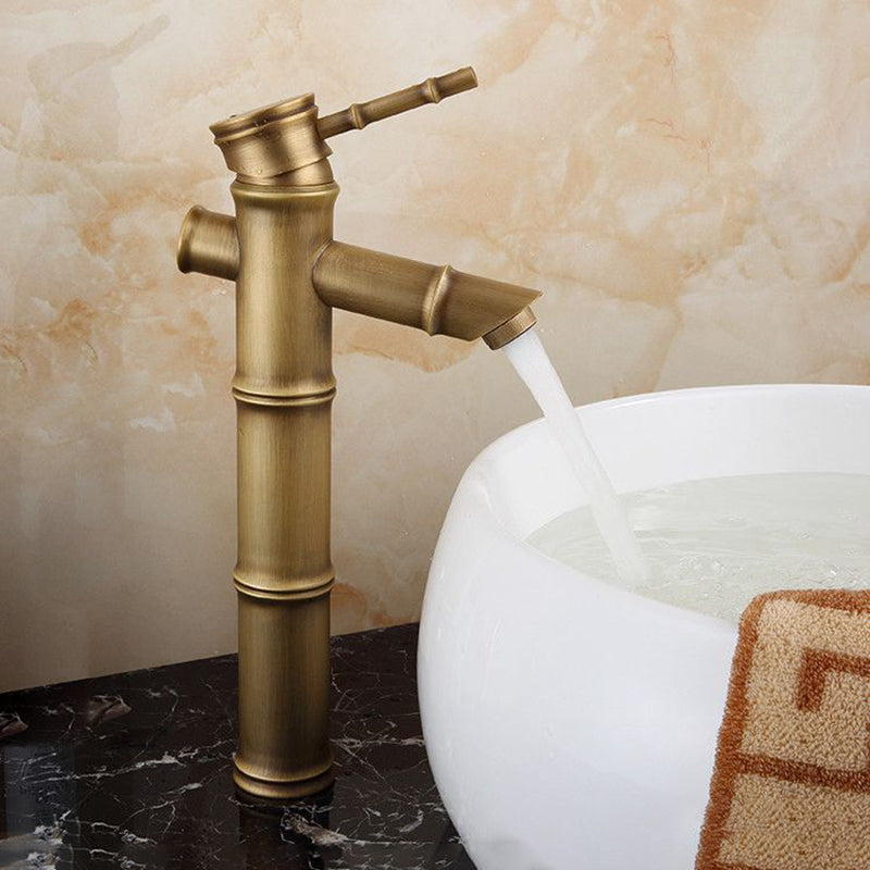 Orthorun | Farmhouse Brass Bathroom Faucet - Single Hole with Lever Handle