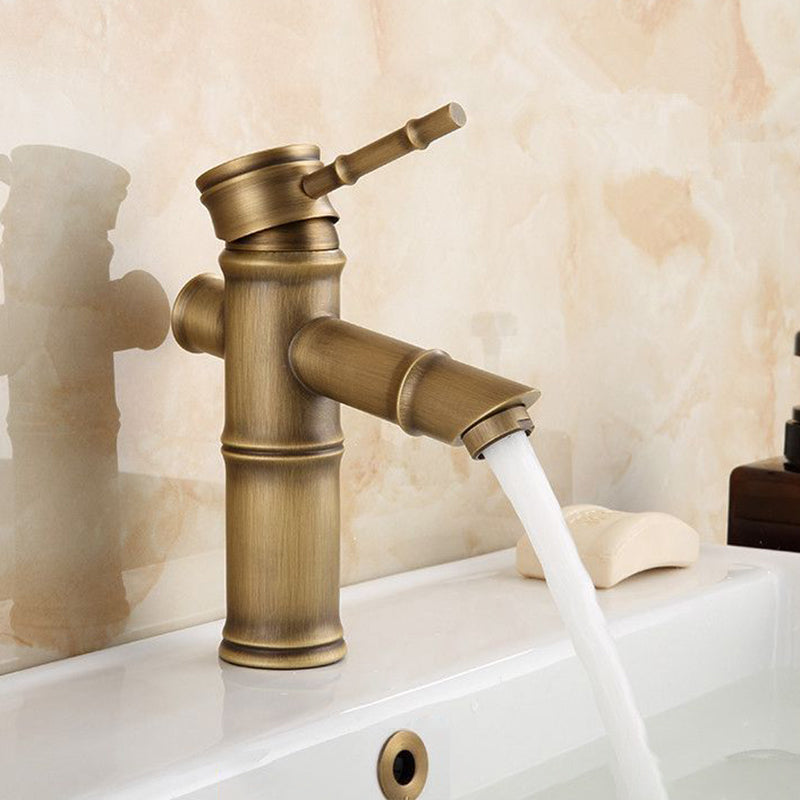 Orthorun | Farmhouse Brass Bathroom Faucet - Single Hole with Lever Handle