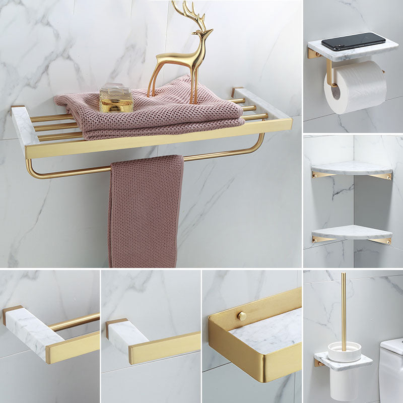 Orthorun | Polished Brass Bathroom Accessory Set - Marble Bathroom Hardware