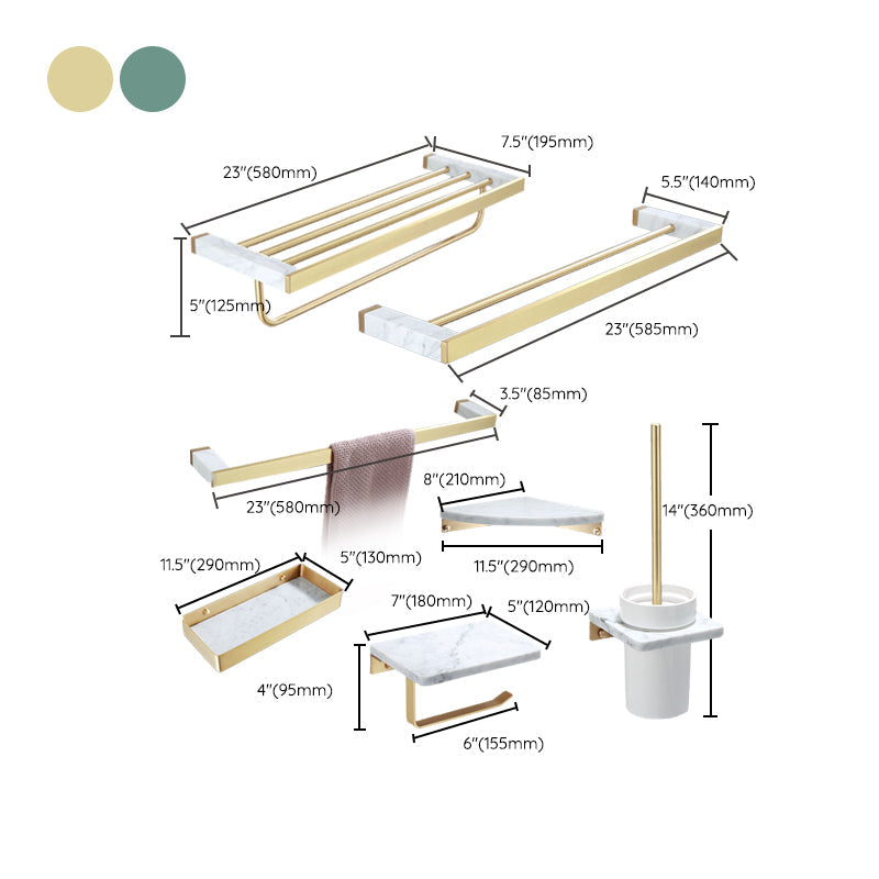 Orthorun | Polished Brass Bathroom Accessory Set - Marble Bathroom Hardware