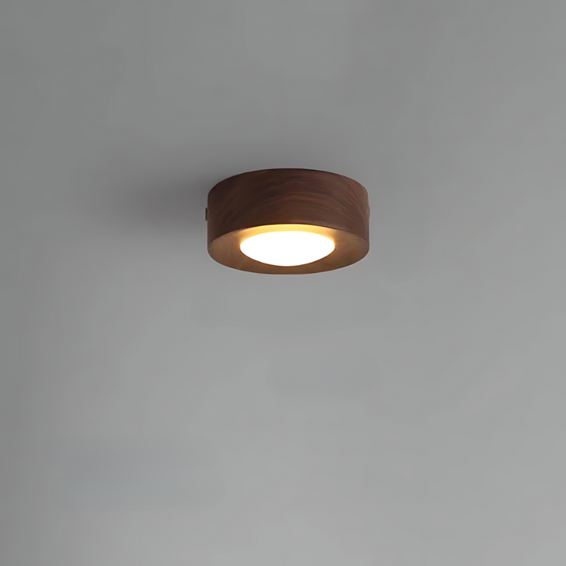 Orthorun | Walnut Ceiling Lamp with LED Spotlights – Modern Wood Light Fixture
