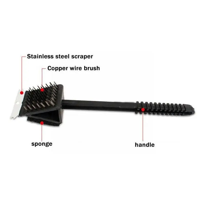 3 in 1 Barbecue Grill Brush with Scraper and Sponge - Orthorun