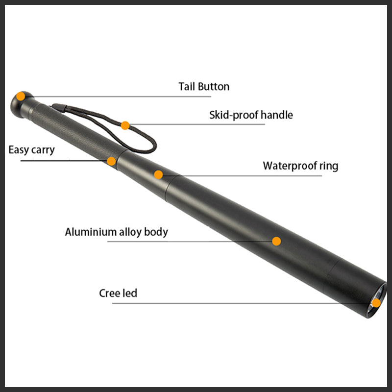 Orthorun | Baseball Bat Shaped LED Flashlight – Aluminum Alloy, 3 Lighting Modes for Emergency & Utility Use