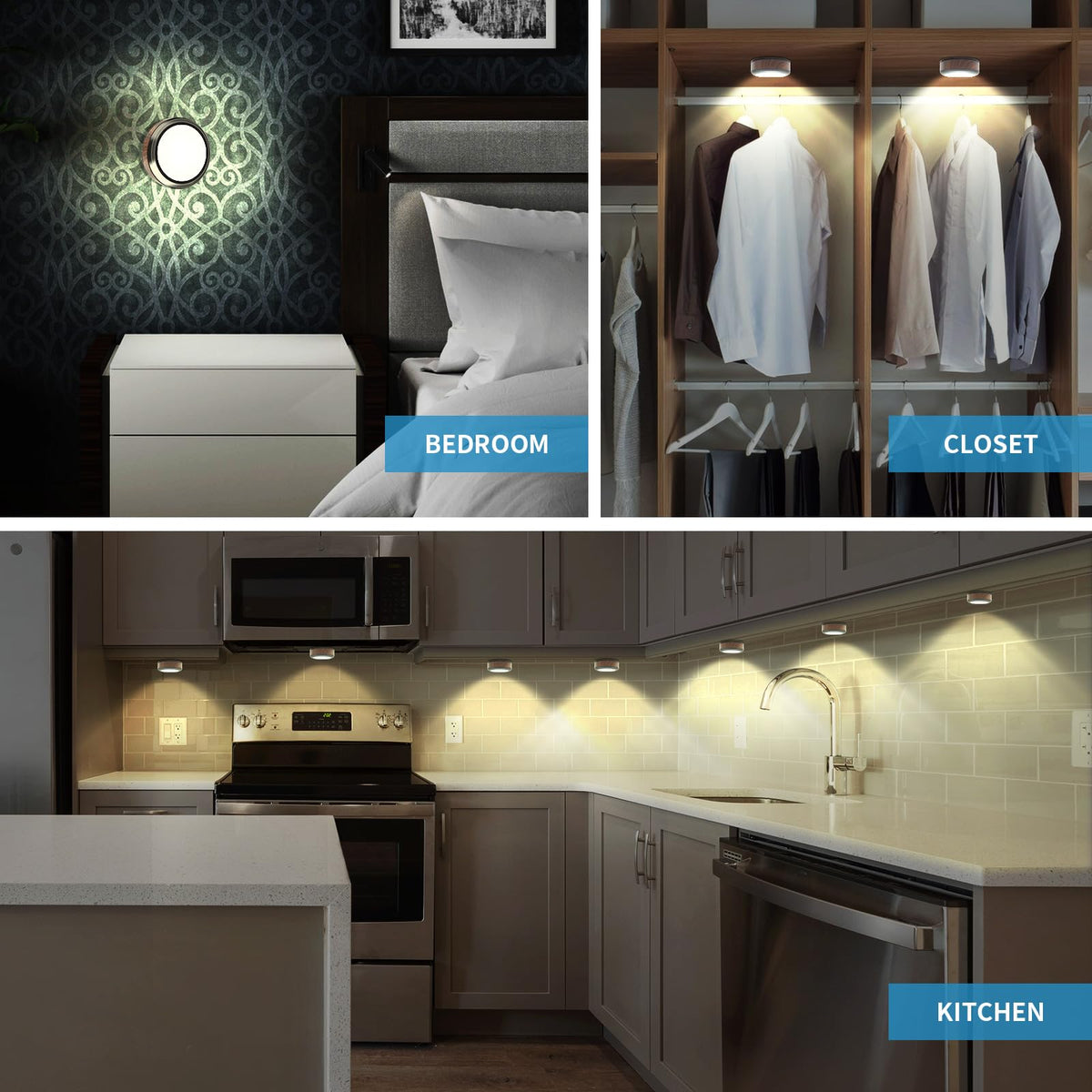 Orthorun | Remote Control LED Puck Light – Dimmable Battery-Operated Under Cabinet Light, 6 Pack Natural White