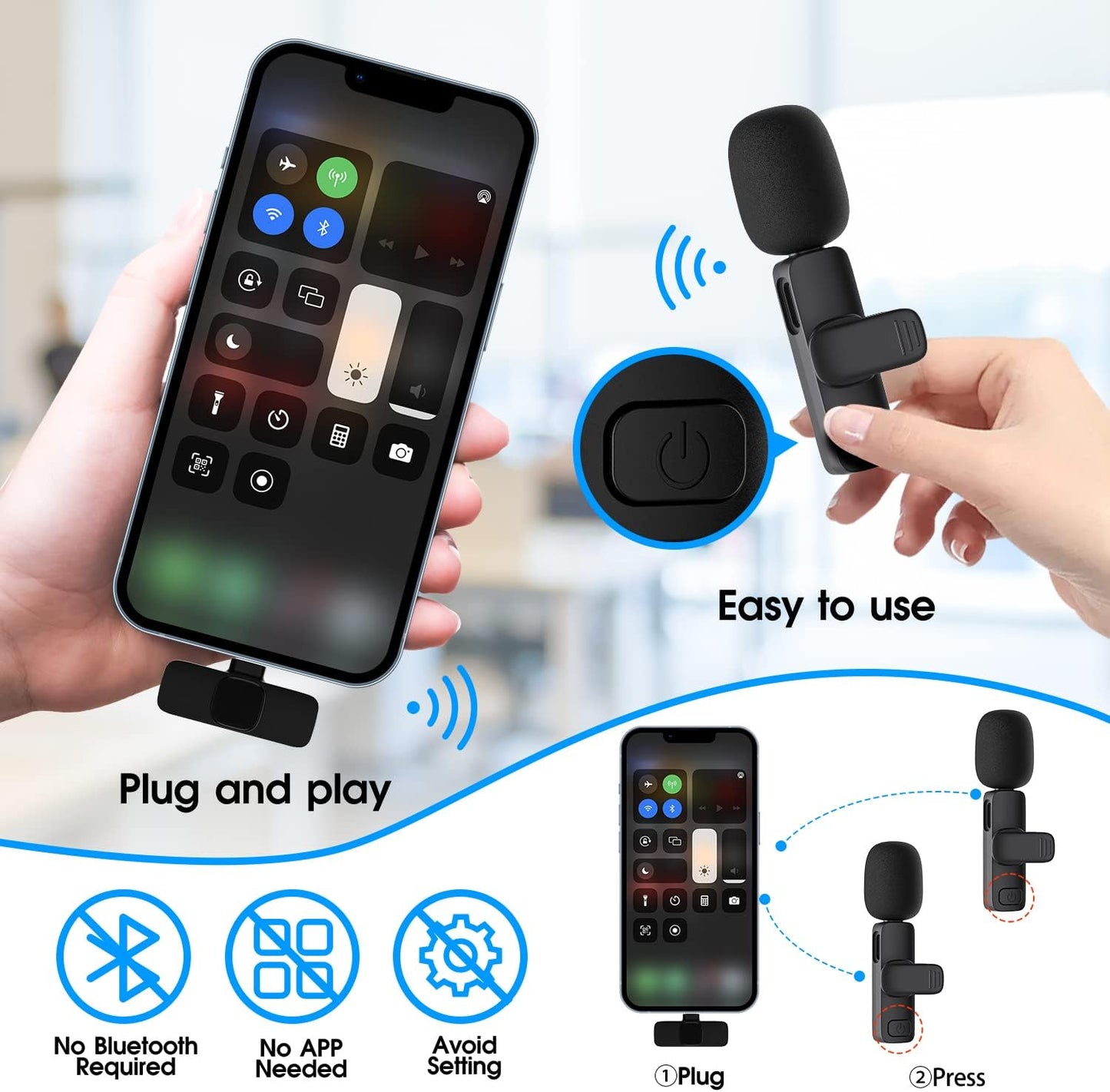 2 Pack Wireless Microphone For Iphone Ipad - Orthorun