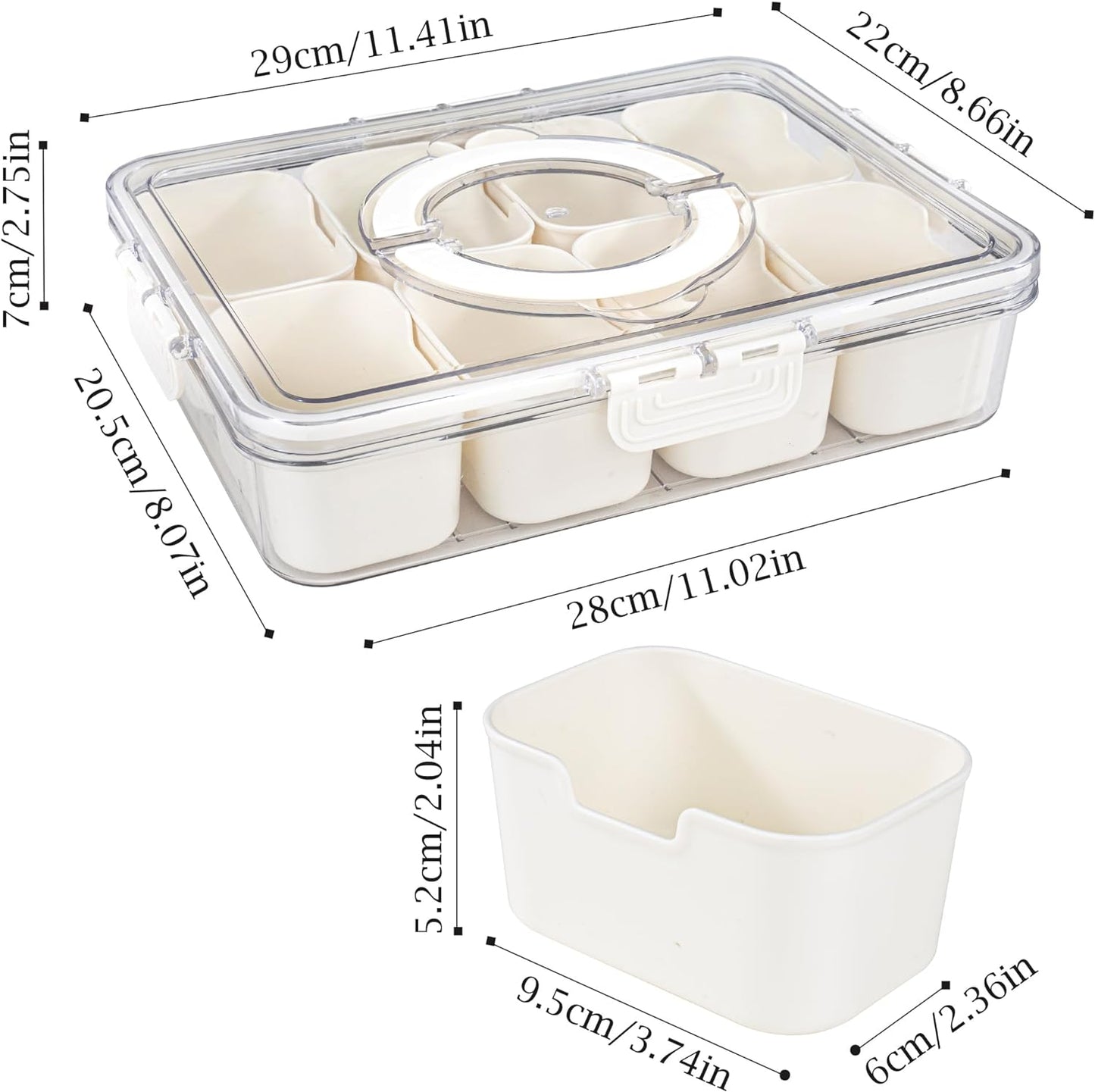 8 Compartments divided serving tray with Handle - Orthorun