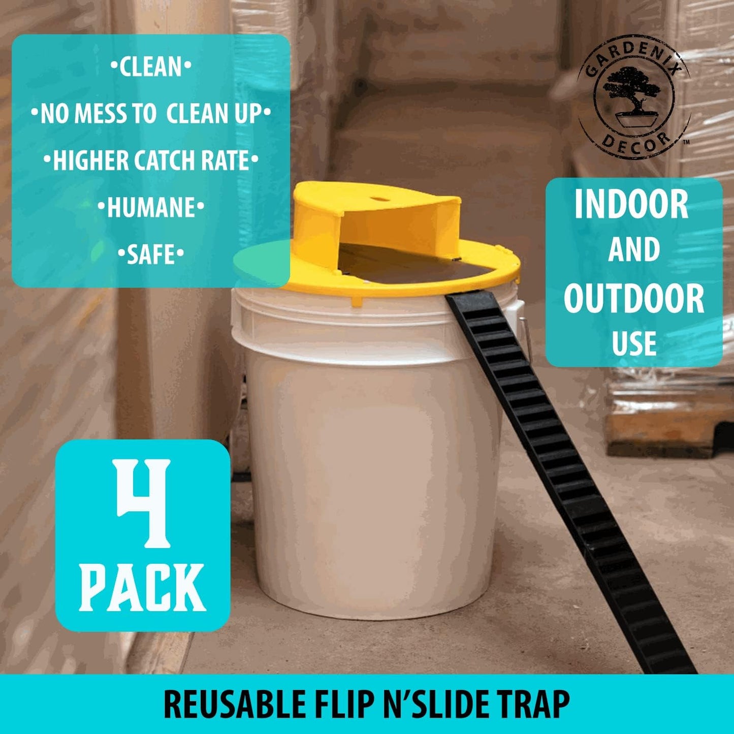 4-Pack Bucket Lid Mouse Trap - Orthorun