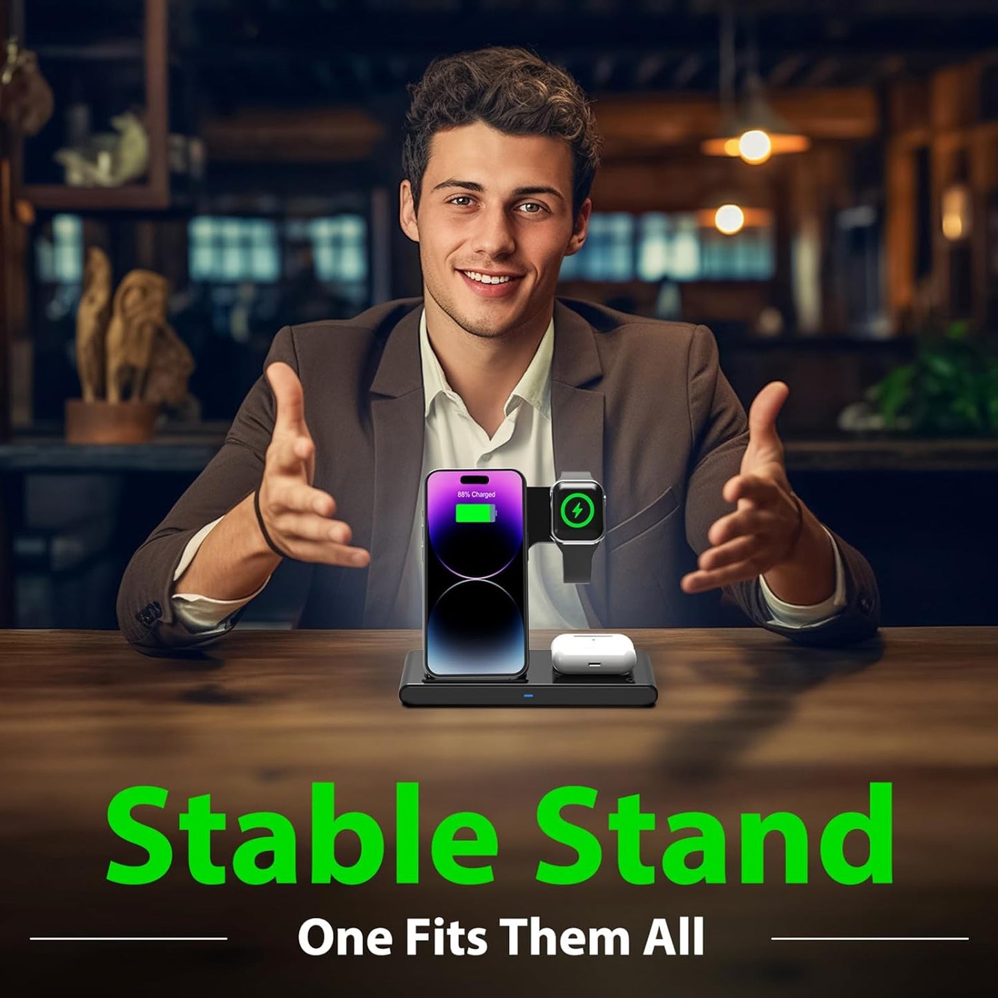 3 IN 1 Wireless Fast Charger Stand For iphone Watch And Airpod - Orthorun