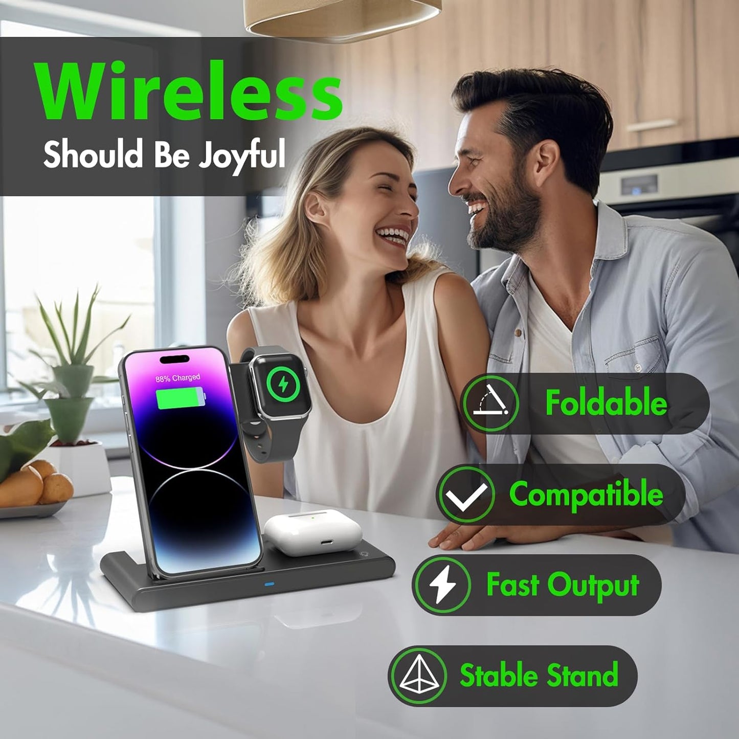 3 IN 1 Wireless Fast Charger Stand For iphone Watch And Airpod - Orthorun