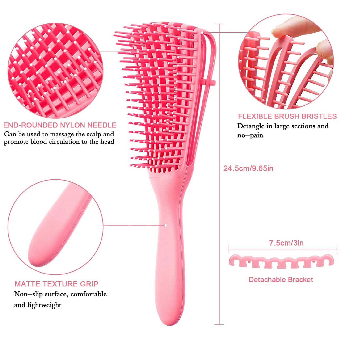 2 Pieces Detangling Brush for Afro America African Hair Textured 3a to 4c - Orthorun