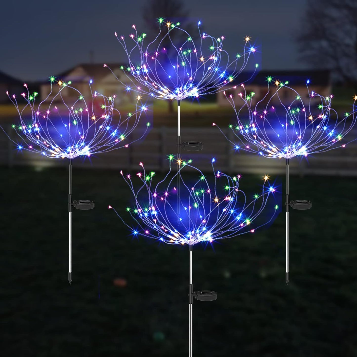 Orthorun | 4-Piece Solar Firework Garden Lights – Weatherproof LED Decorative Stakes for Garden & Patio