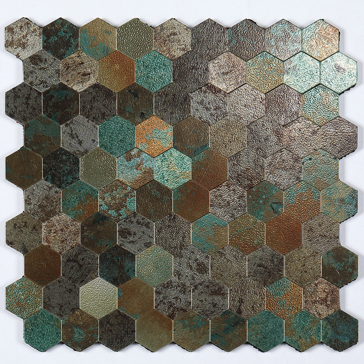 Orthorun | Modern Peel & Stick Metal Mosaic Tile - Hexagon & Subway Options