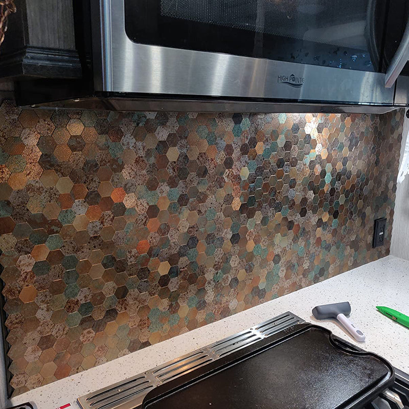 Orthorun | Modern Peel & Stick Metal Mosaic Tile - Hexagon & Subway Options