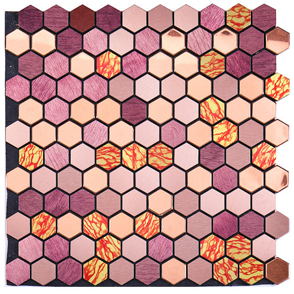 Orthorun | Modern Peel & Stick Metal Mosaic Tile - Hexagon & Subway Options