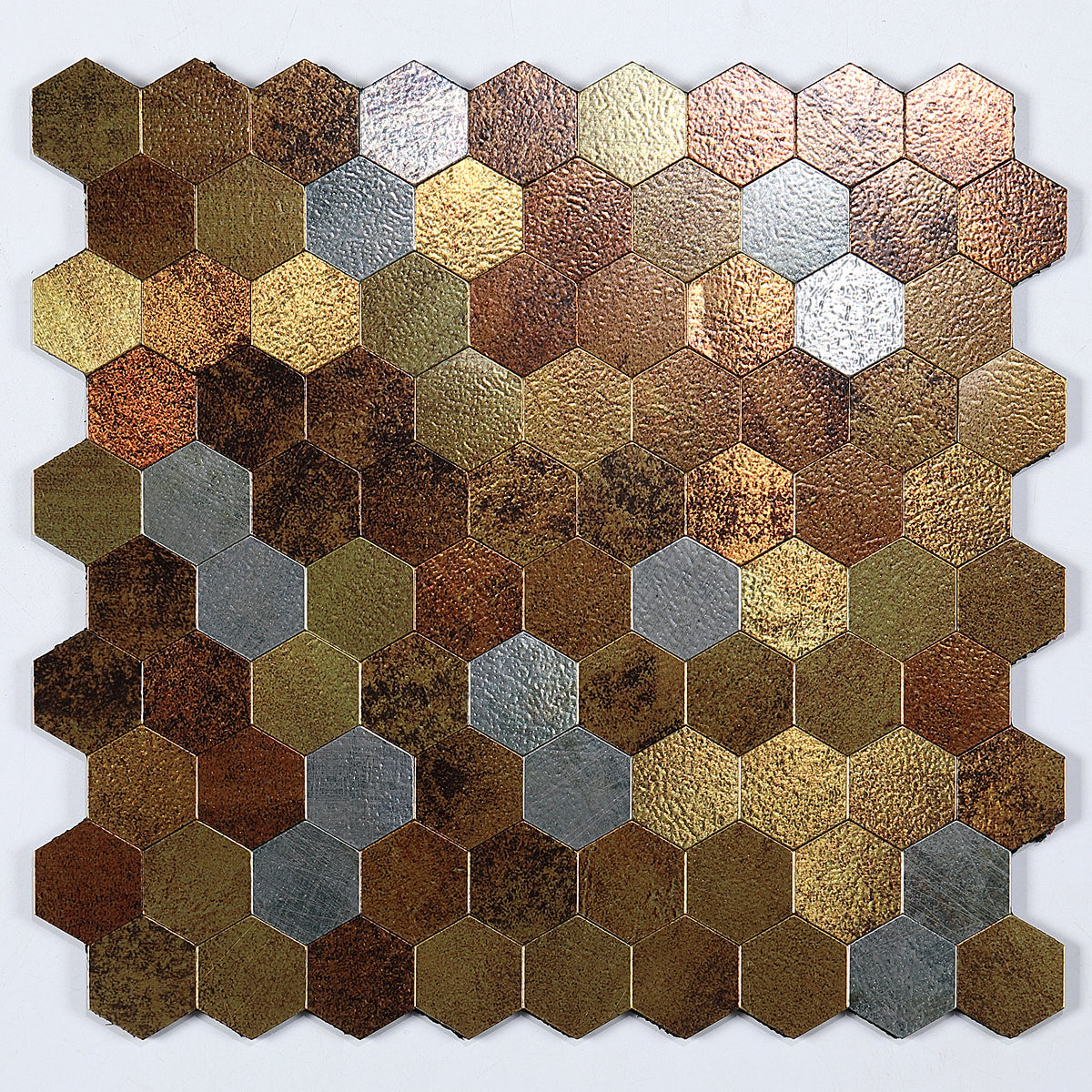 Orthorun | Modern Peel & Stick Metal Mosaic Tile - Hexagon & Subway Options