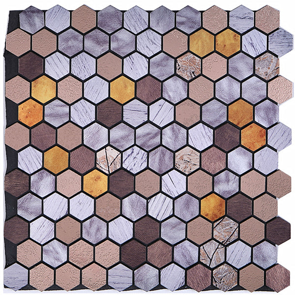 Orthorun | Modern Peel & Stick Metal Mosaic Tile - Hexagon & Subway Options
