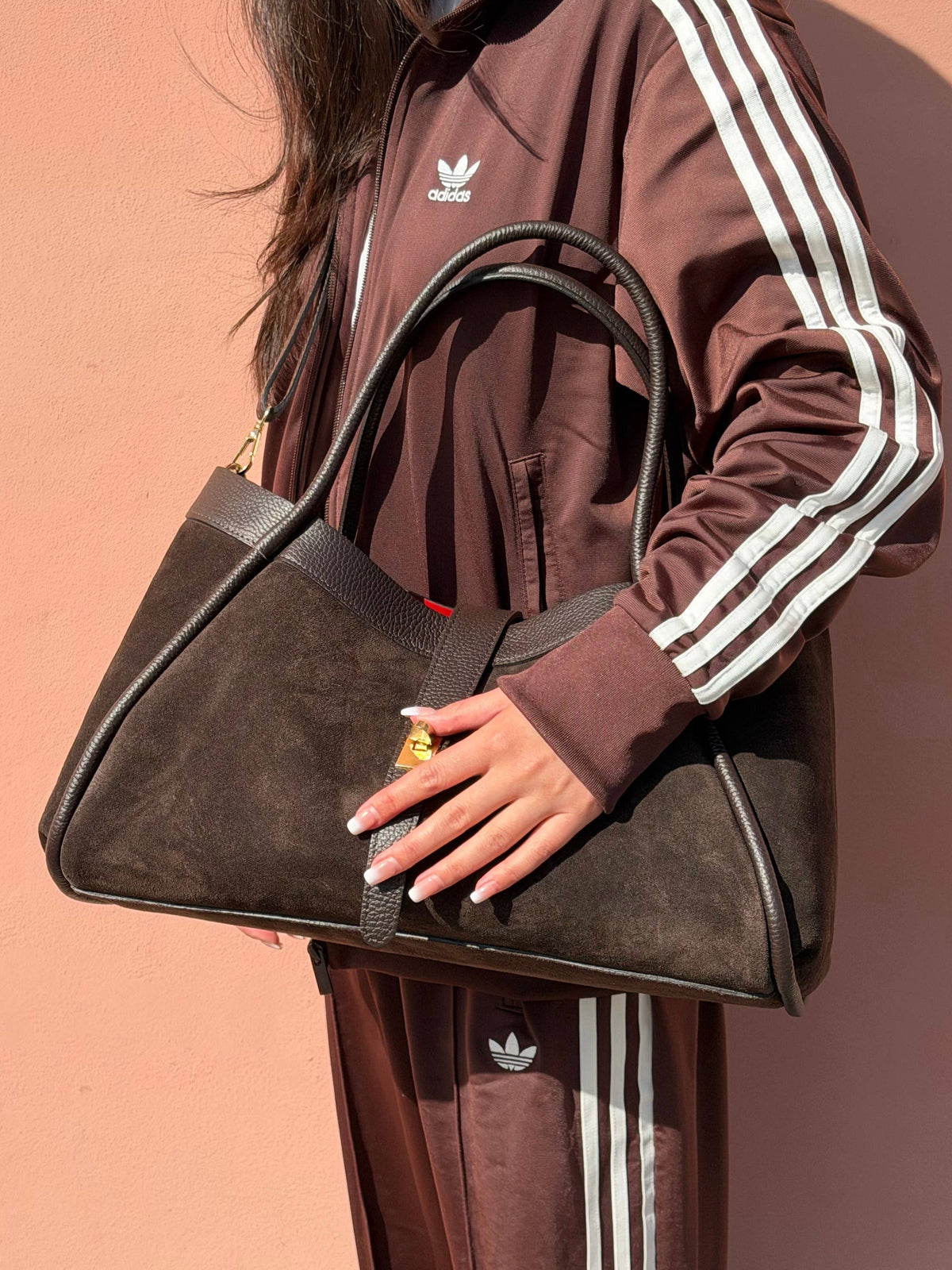 Orthorun|Genuine Suede and Togo Leather Bag, Made in Italy with Strap