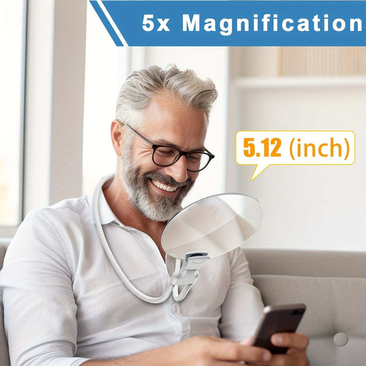 Orthorun | 5X Magnifying Glass Pro - Hands-Free Adjustable Neck Loupe