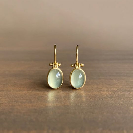 Orthorun | Vintage Earrings with Green Moonstone – Elina Elegant Gemstone Jewelry