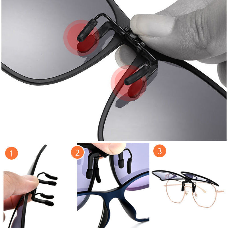 Orthorun | New Polarized Clip-On Folding Sunglasses – Over Glasses Flip-Up Lens