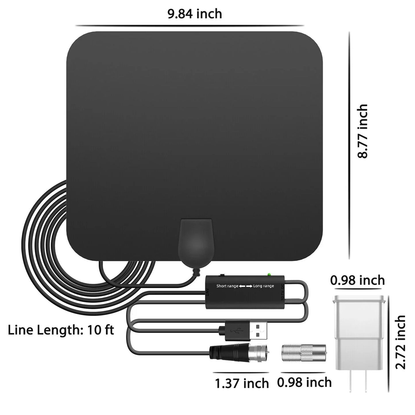 300 Miles Indoor Digital Amplified HDTV Antenna W/ Signal Booster - Orthorun