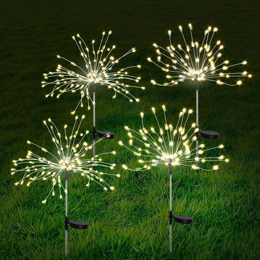 Orthorun | 4-Piece Solar Firework Garden Lights – Weatherproof LED Decorative Stakes for Garden & Patio