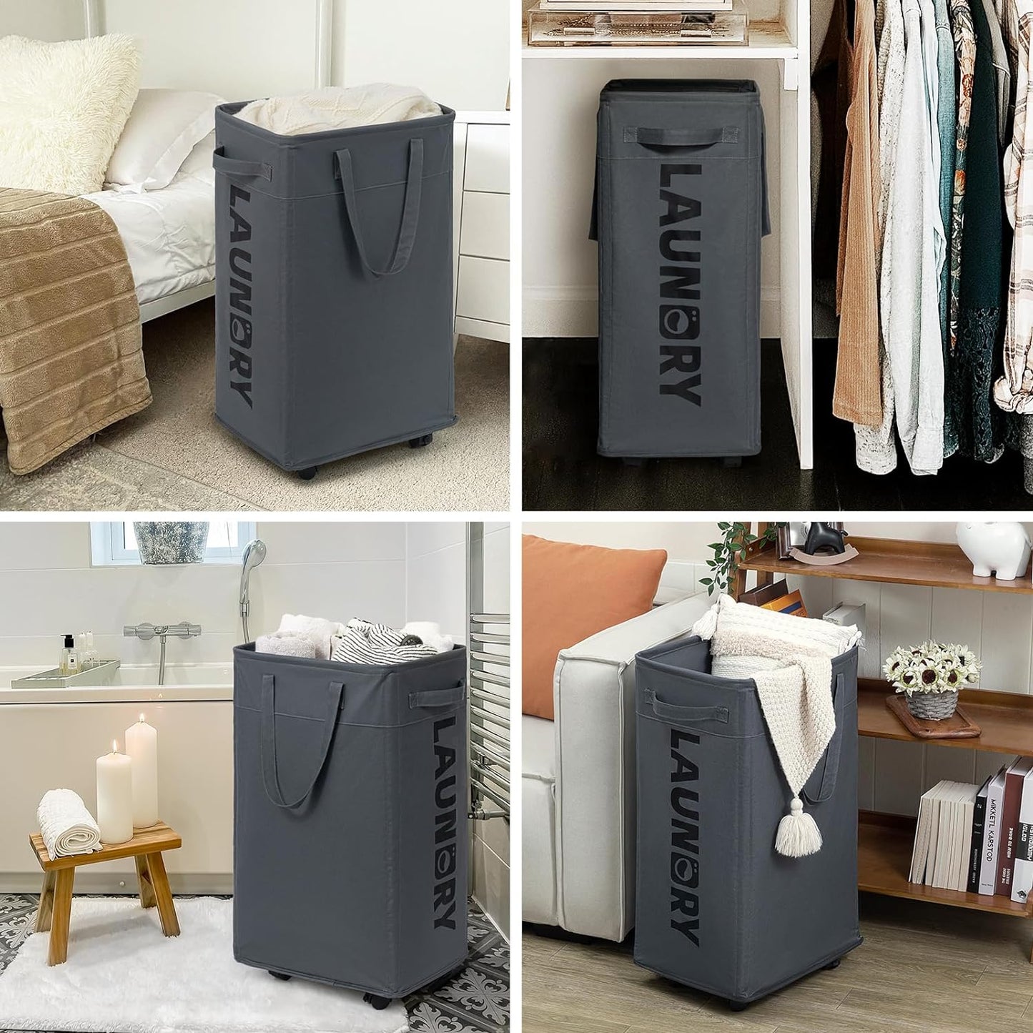 75L Collapsible Large Laundry Basket with Wheels - Orthorun