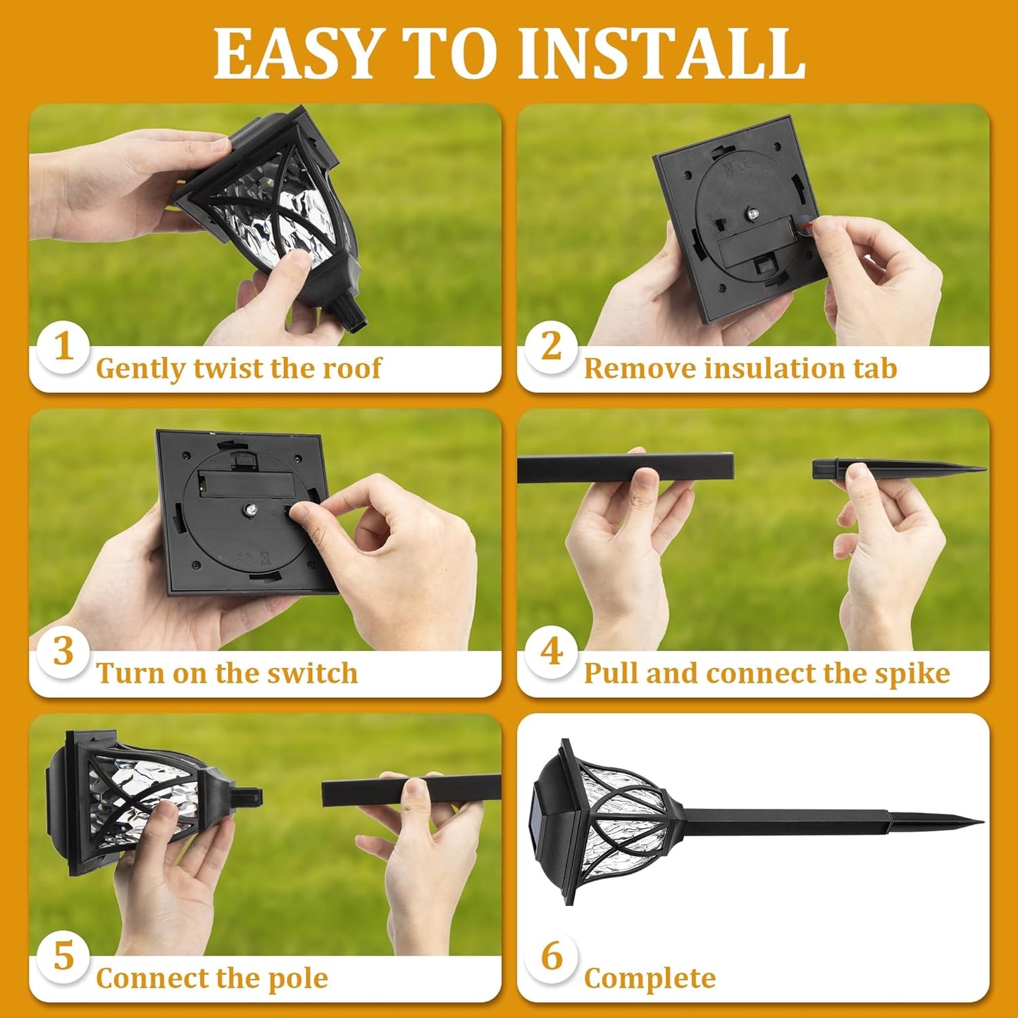 6 Pack Led Solar Pathway Garden Lights Outdoor - Orthorun