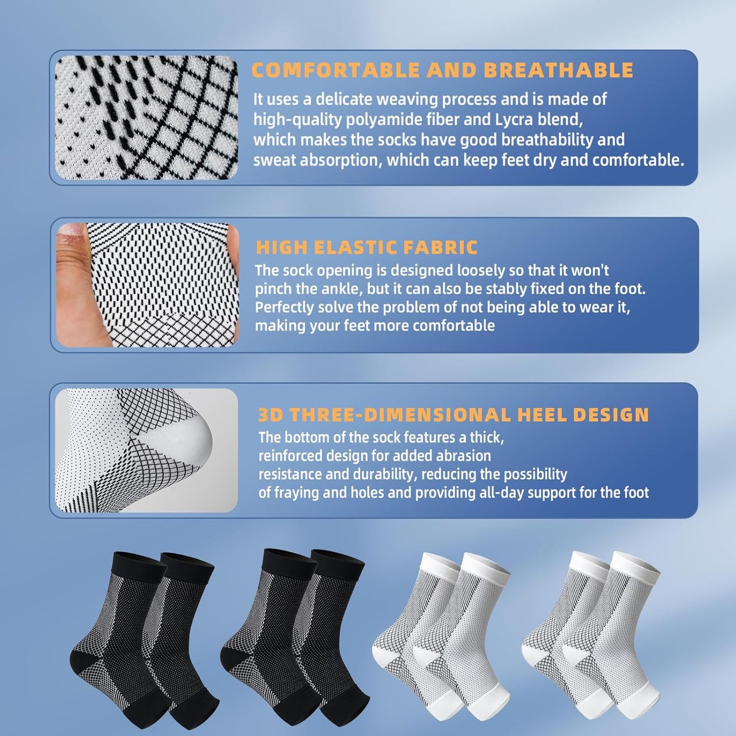 4 Pairs of Premium Therapy Socks For Men and Women - Orthorun