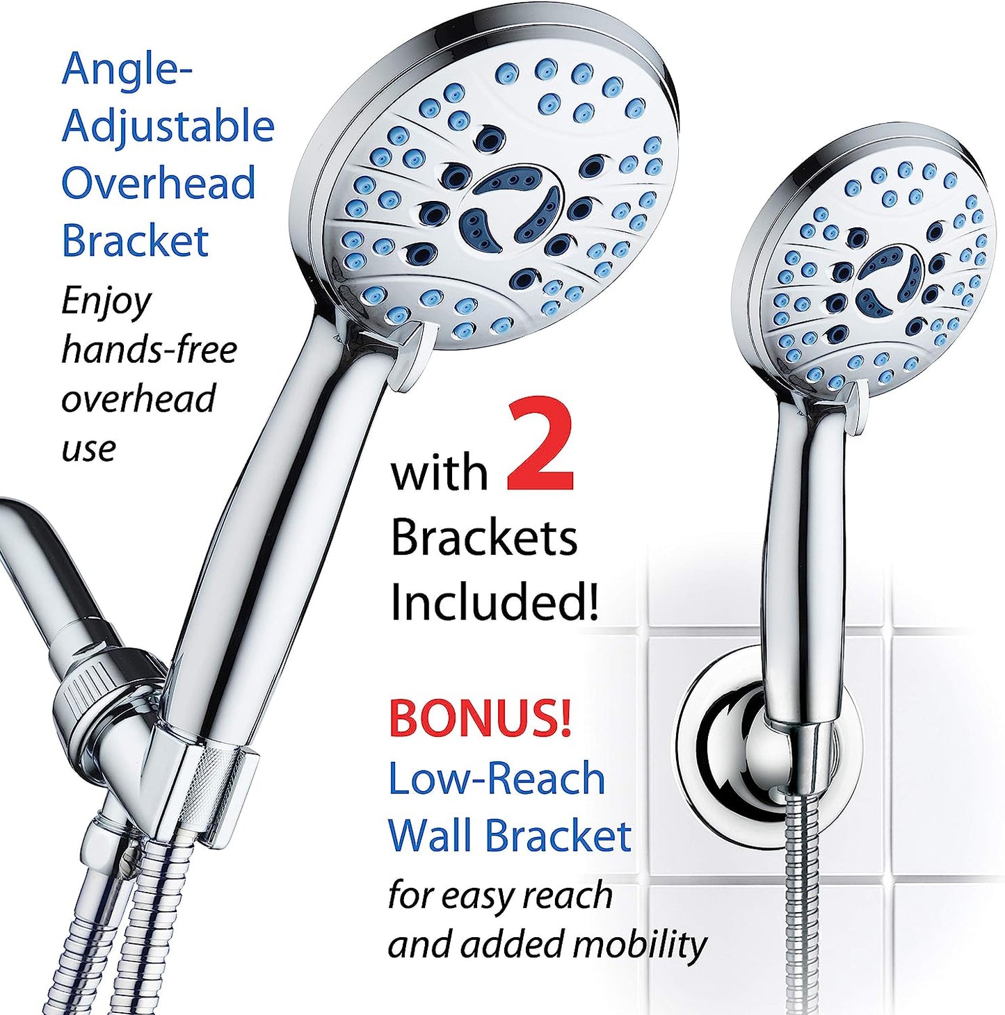 Adjustable Pressure Handheld Shower Head With A Hose - Orthorun