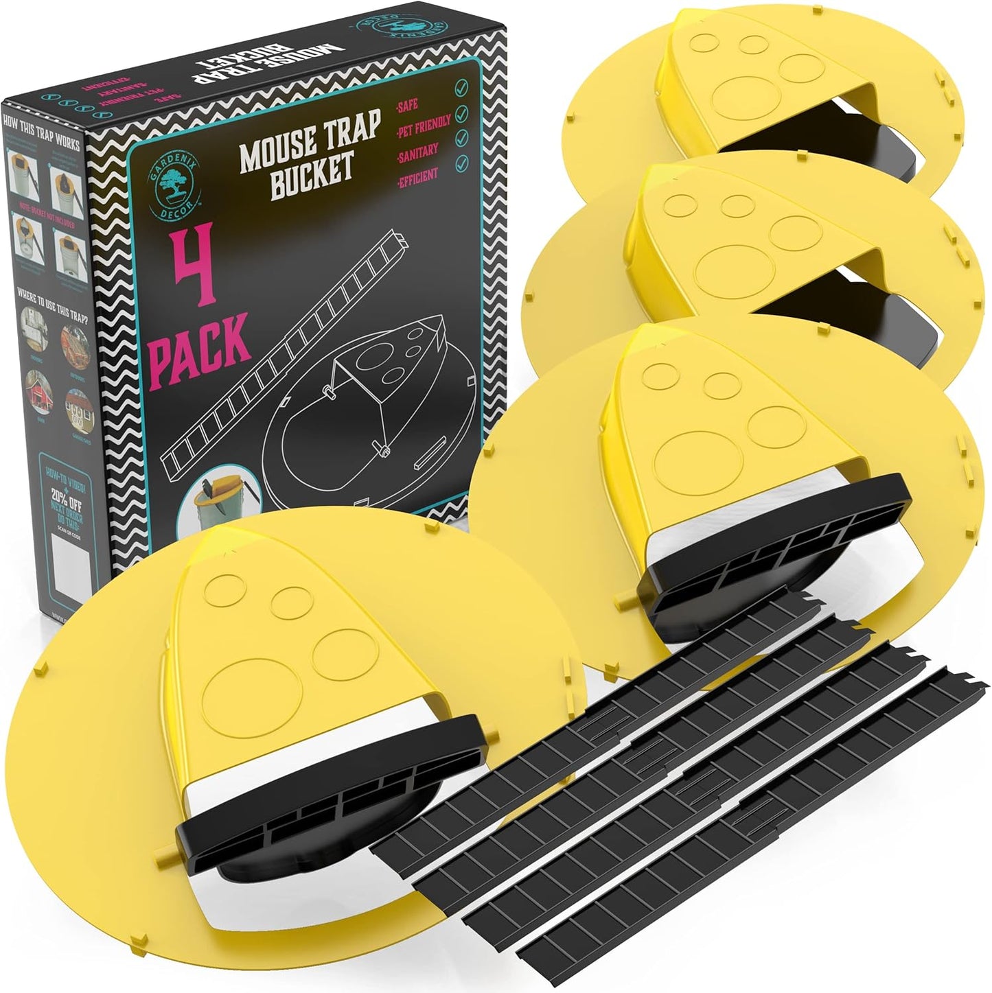 4-Pack Bucket Lid Mouse Trap - Orthorun