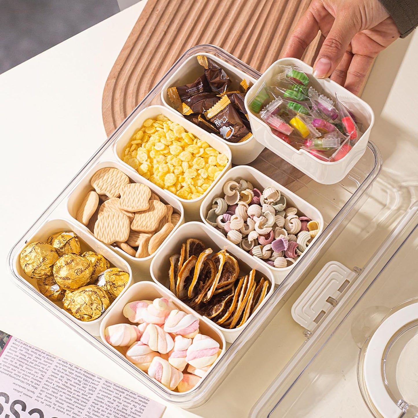 8 Compartments divided serving tray with Handle - Orthorun