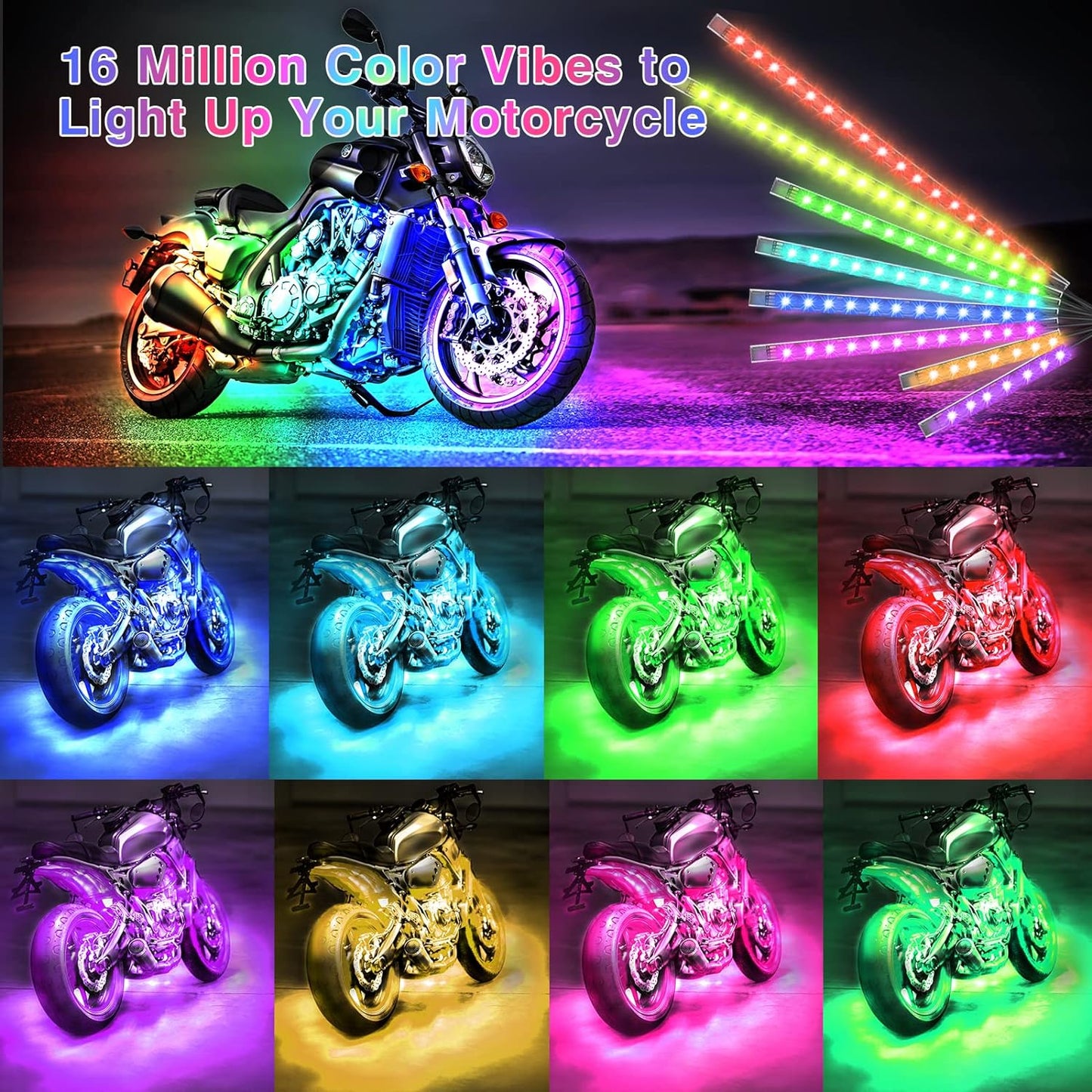 12pcs Motorcycle Led Light Kit With Brake Light Turn Signal - Orthorun