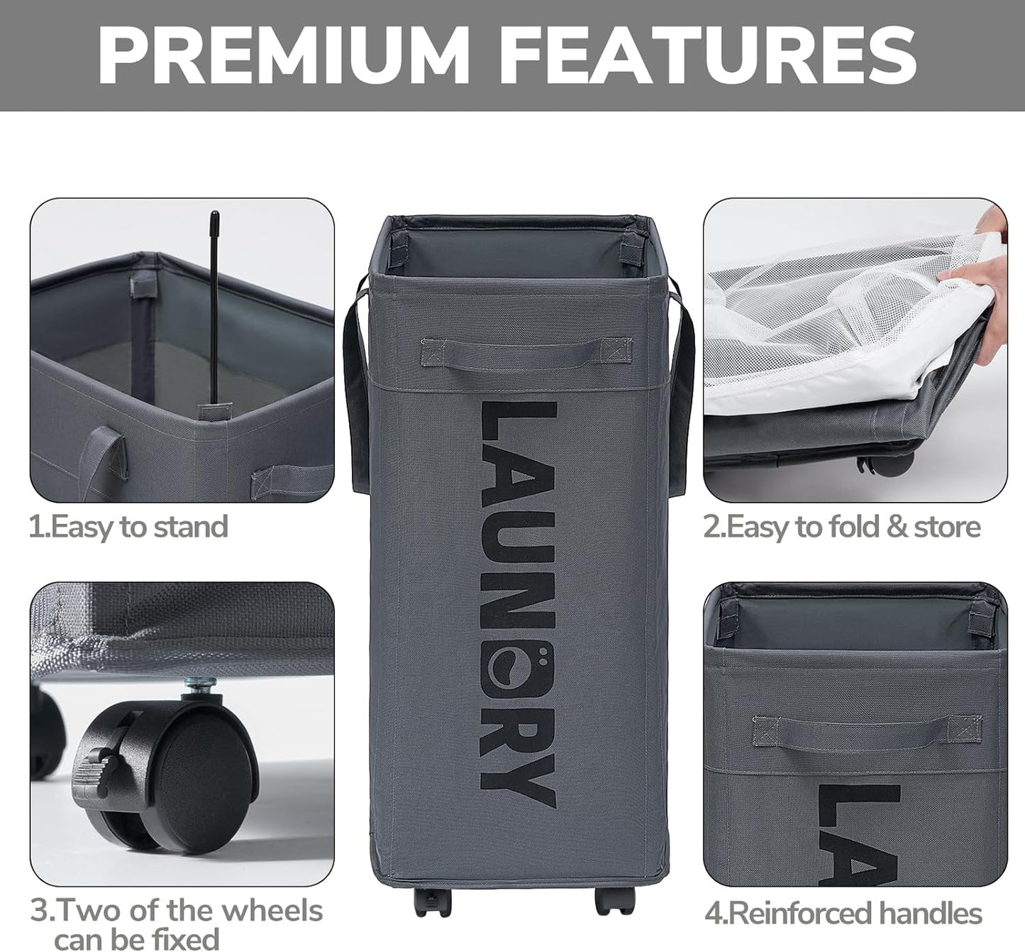 75L Collapsible Large Laundry Basket with Wheels - Orthorun