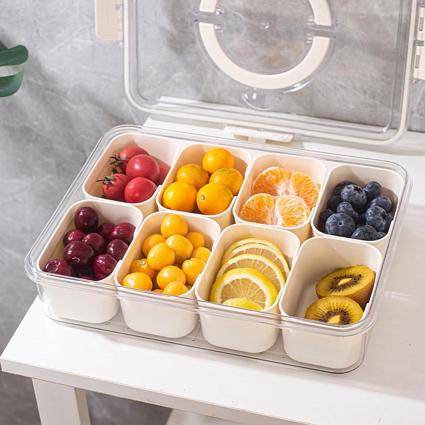 8 Compartments divided serving tray with Handle - Orthorun